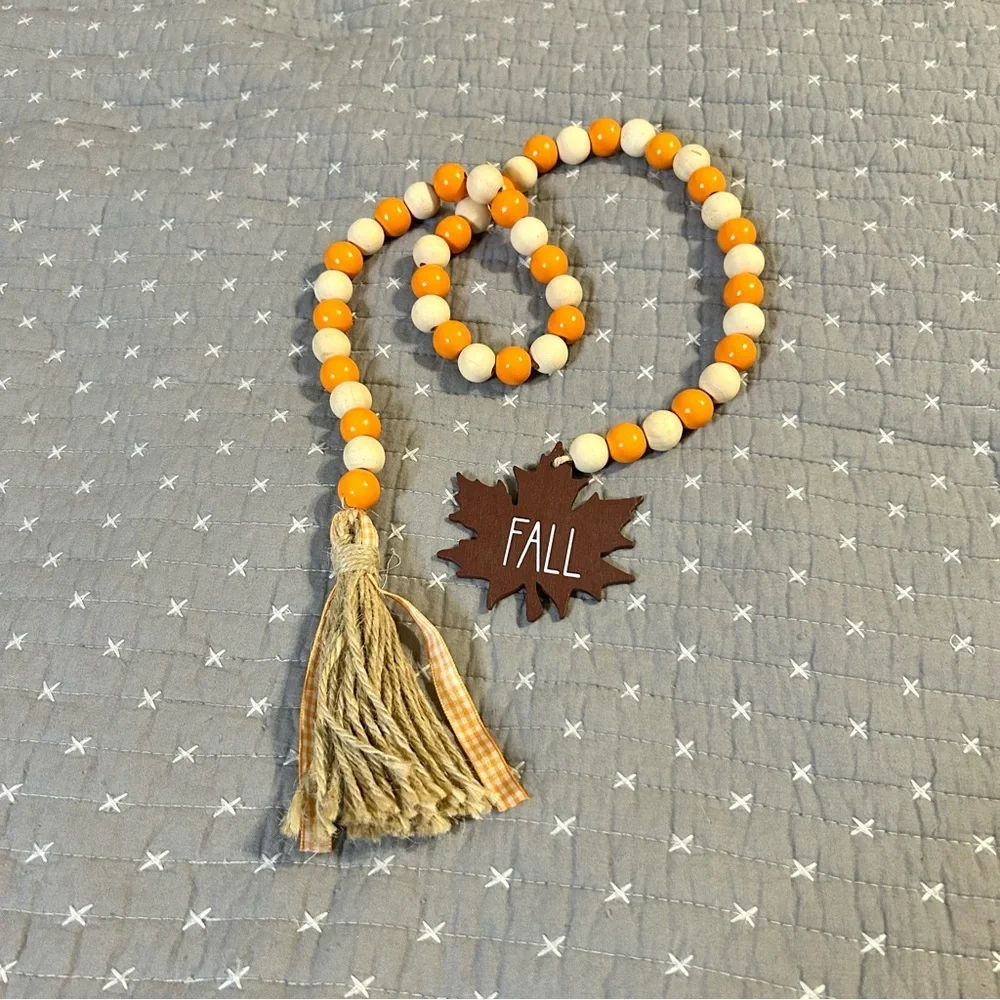 (Bundle 3 for $15) Autumn Wooden Beaded Table Decor with Tassel